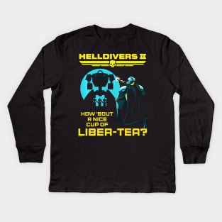 Helldivers 2 Sony Playstation Game A Nice Cup Of Liber-Tea Kids Long Sleeve T-Shirt